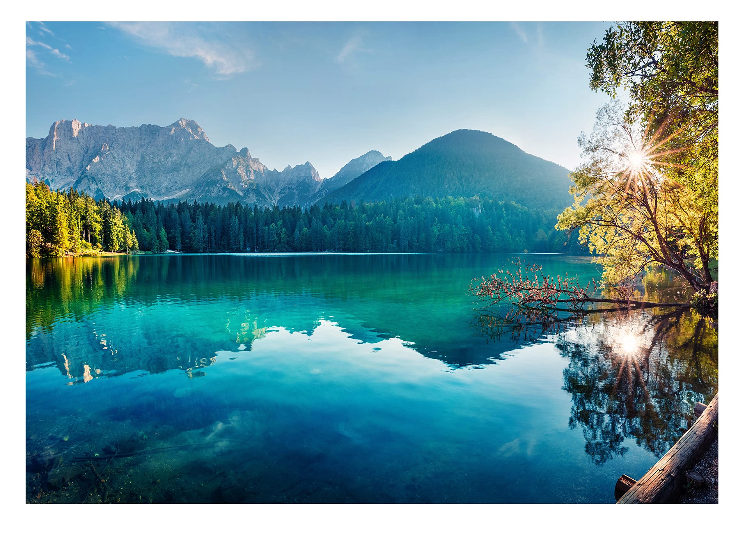 WallArena - Vinyl Wallpaper Lake – VEL (152,5x104 cm) 1 Bahn Wallpaper for Living Room & Bedroom - - Wallpapers - Wall Covering - Feature Wall & Photo Wall - Mountains — image 1