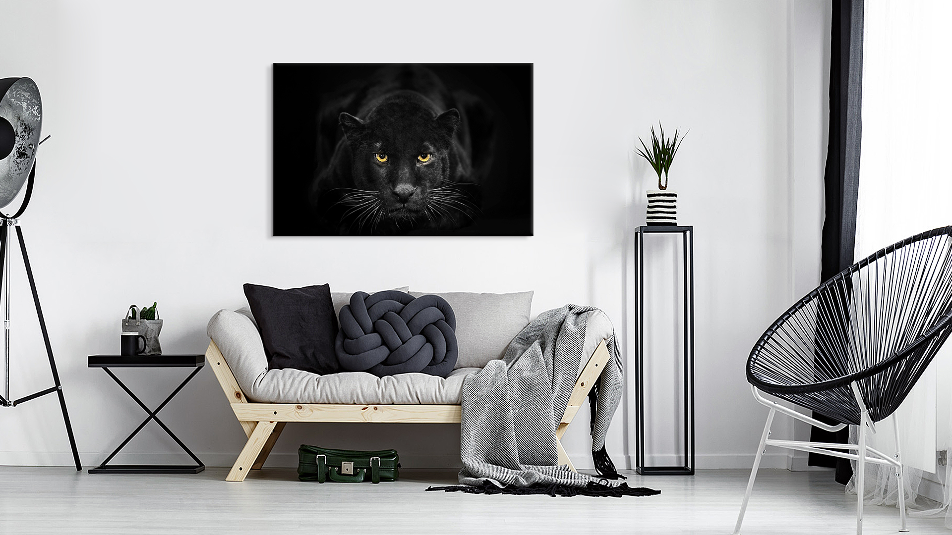 Panther Print Bear In The Dark Wildlife - Wrapped Canvas Print