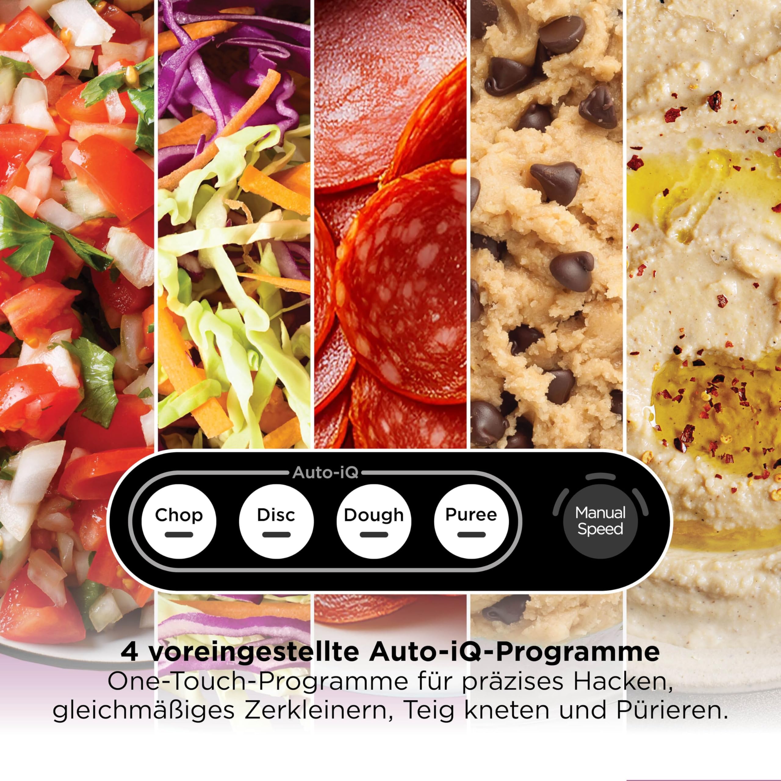 Ninja PrecisionPro 2,1 l Küchenmaschine, 4 Voreinstellungen und manuelle Einstellungen, Pizza- und Brotteig zubereiten, Gemüse schneiden und mehr, spülmaschinengeeignete Teile, Schwarz BZ651EU