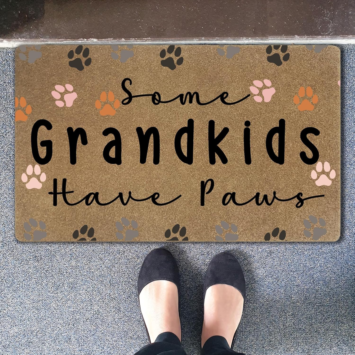 Dog Grandparents Gifts Faux Coir Door Mats Outdoor, Dogs Grandma Grandpa Gift Door Mat for Home Outside Entryway, Dog Owner Gift Welcome Doormat for Indoor Outdoor Porch Entrance, 17x30 Inch