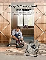 Vista 5 de Pelonis Ventilador de piso de 20 pulgadas, ventilador de piso de alta velocidad de metal resistente con 3 velocidades, cabezal inclinable ajustable