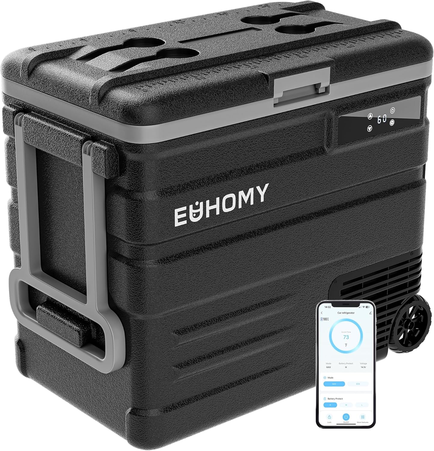 EUHOMY 12 Volt Refrigerator, 69QT(65L) 12V Fridge, Electric Cooler APP Control, Car Fridge 12/24V DC 110-240V AC, Car Refrigerator 0℉~68℉, 12 Volt Cooler for Camping, Trip, Truck, Boating, Outdoor EUHOMY 12 Volt Refrigerator, 69QT(65L) 12V Fridge, Electric Cooler APP Control, Car Fridge 12/24V DC 110-240V AC, Car Refrigerator 0℉~68℉, 12 Volt Cooler for Camping, Trip, Truck, Boating, Outdoor