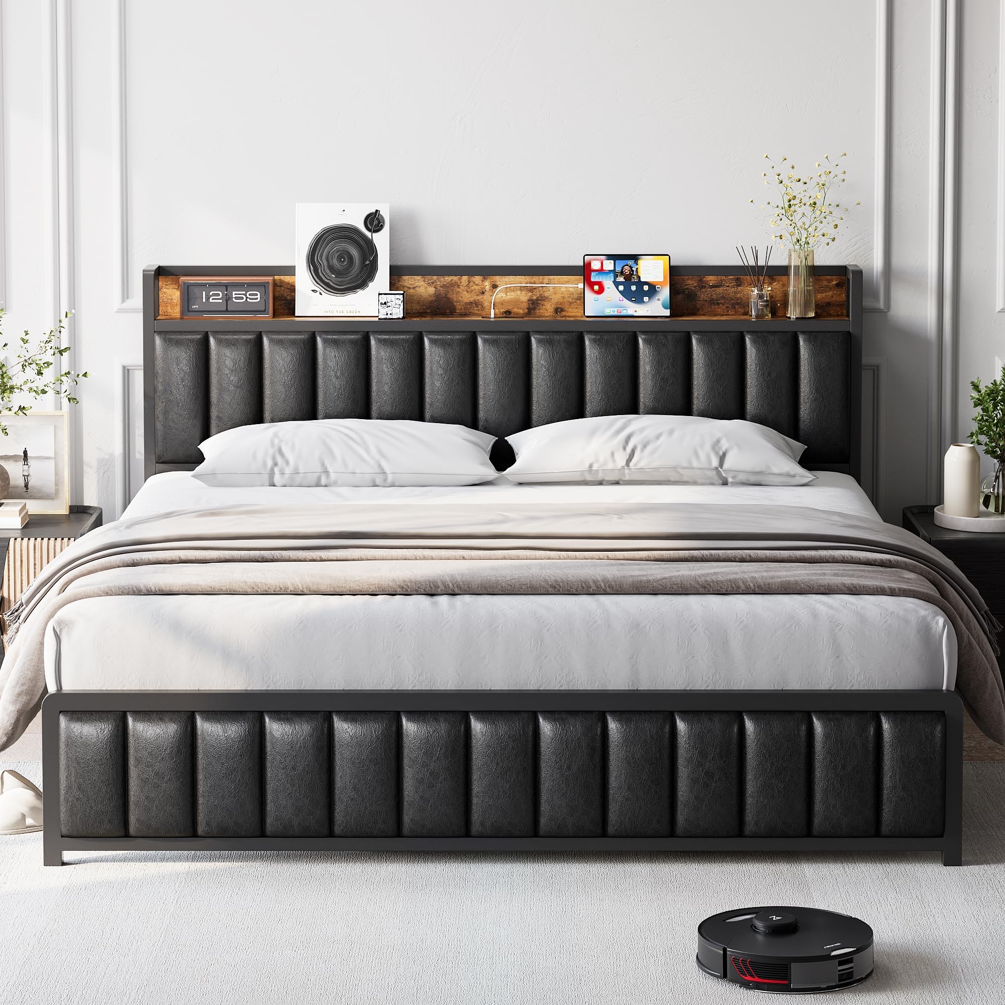4166 charcoal 1200mm×590mm NEW Amazon.com: IDEALHOUSE 2024 New Bed Frame with Storage