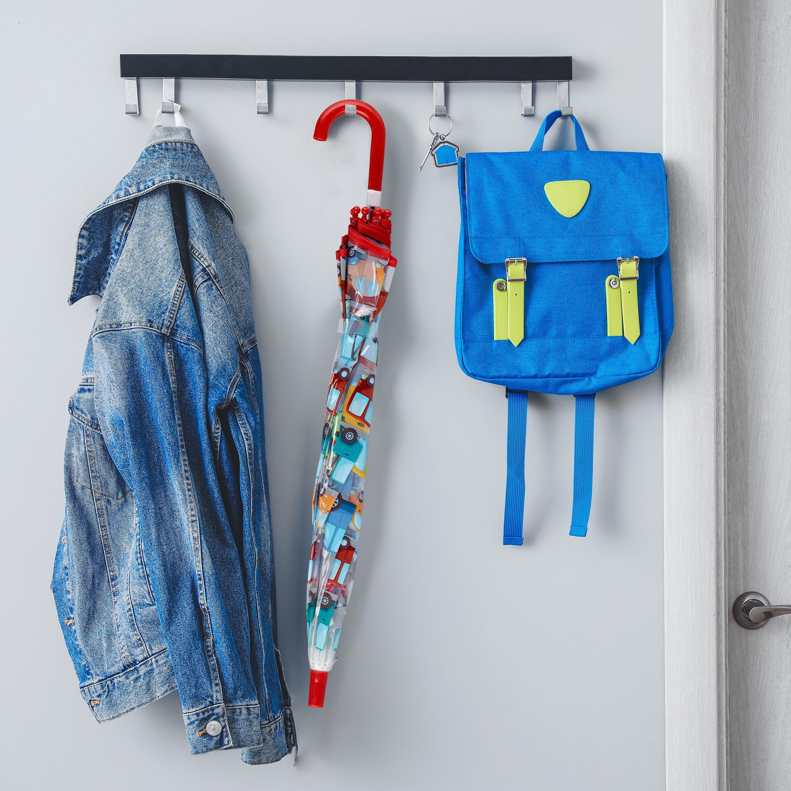 Relaxdays Ombrello per Bambini, Design Macchine, Ombrellino Parapioggia con Bastone Bimbi, Ø 73 cm, Colorato Trasparente