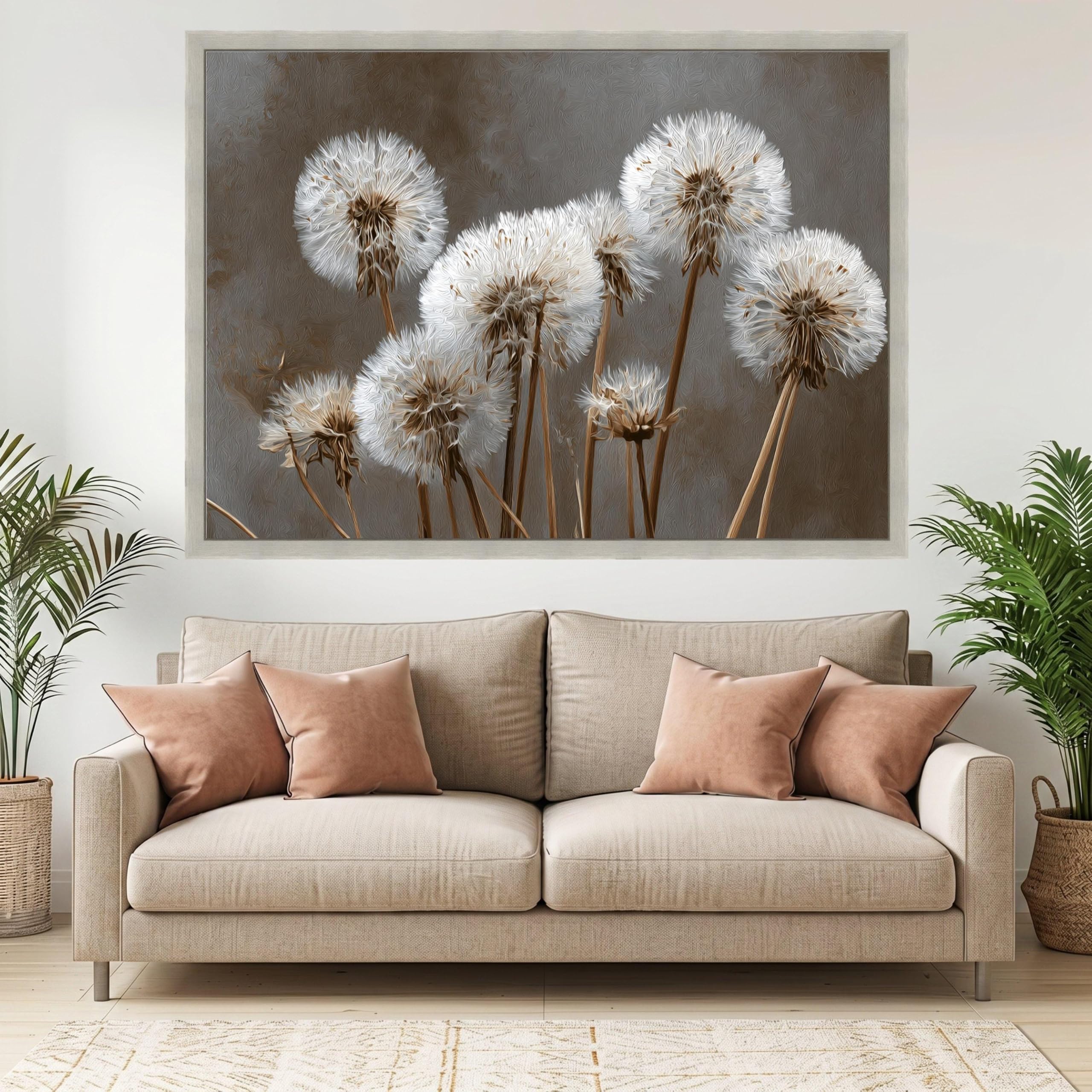 Caoxtart Men's Frameless Flower Blooms Oil Painting, Soft Nature Wall Art, Floral Botanical Canvas Print, Neutral Home Decor Artwork(70X100cm/Frameless)