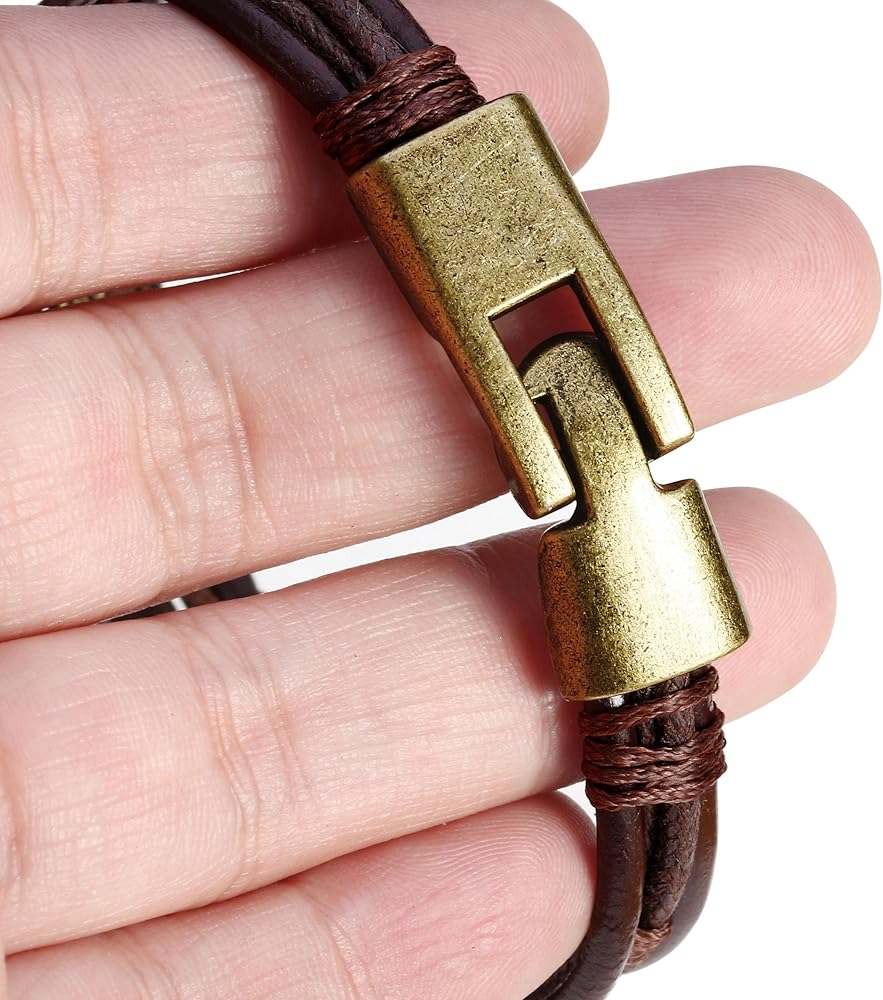 Amazon.com: Jstyle Mens Vintage Leather Wrist Band Brown Rope