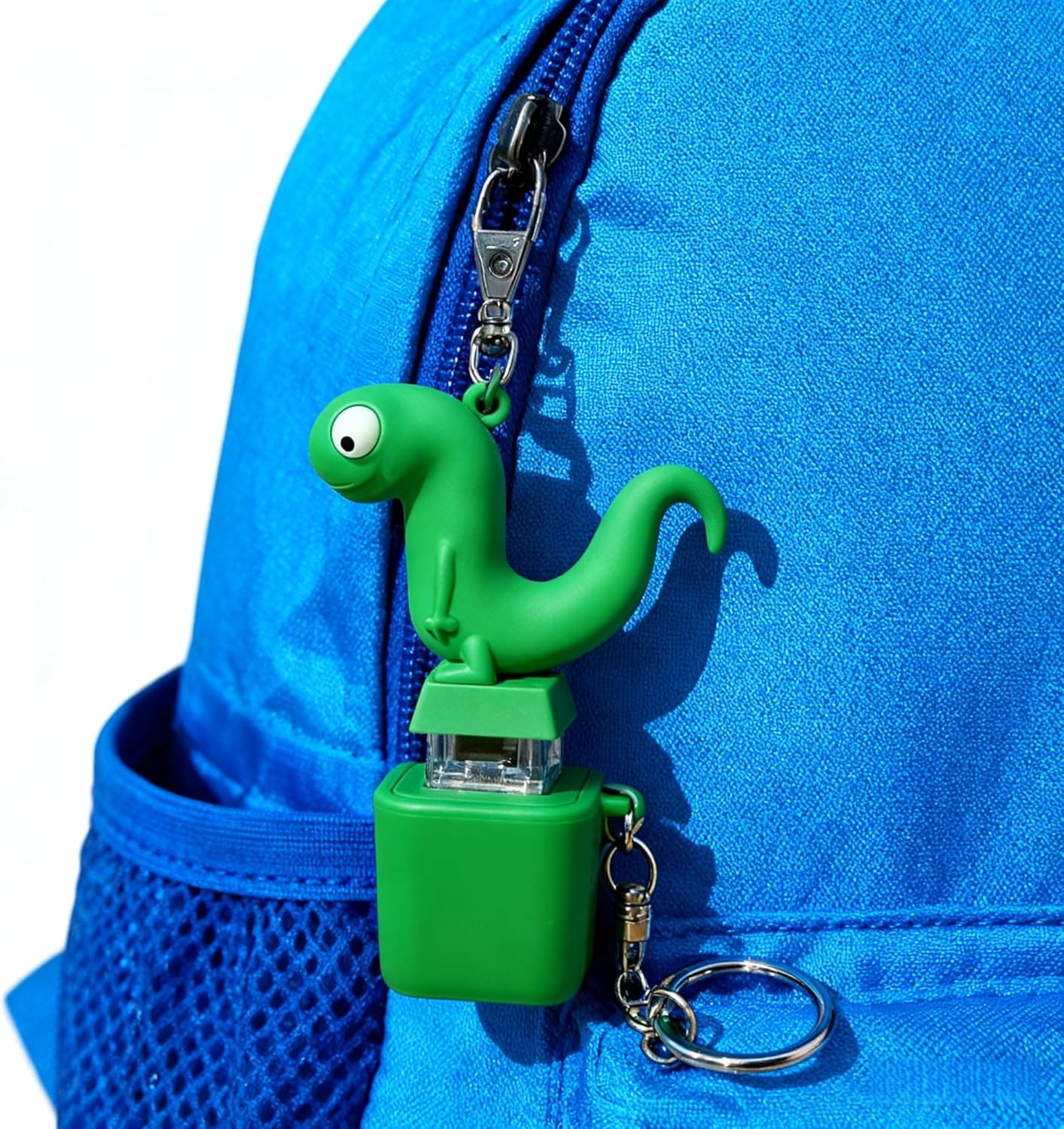 Lizard Button Keychain,Rechargeable Animal Keychains with Sound and Colorful Lights,Fidget Toys Adults Anxiety Relief