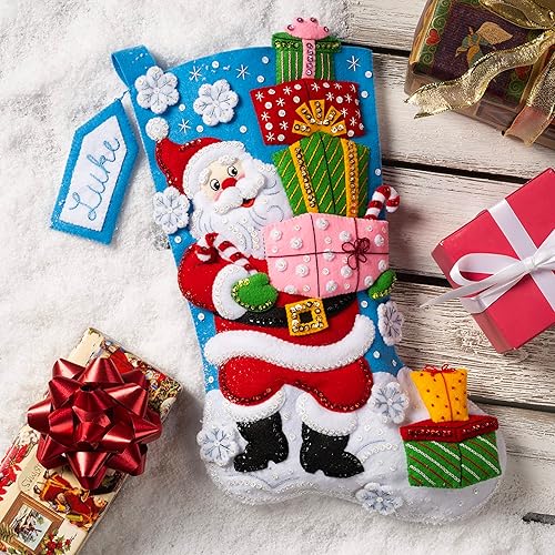 Miniatura 2 de Bucilla Santas Gift Galore - Kit de fabricación de calcetines de fieltro de 18 pulgadas perfecto para manualidades y manualidades de punto de aguja