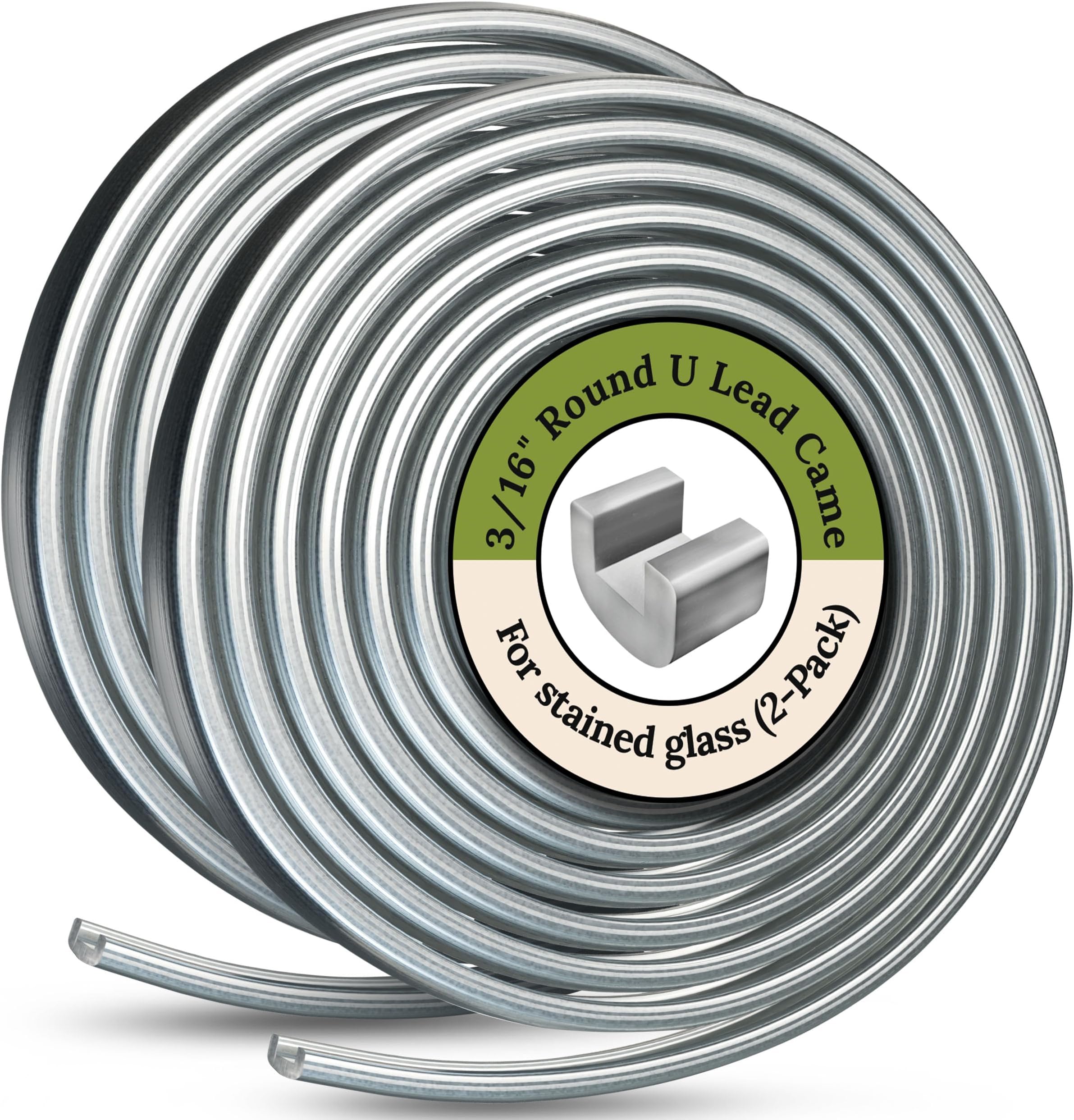 3/16" Round U Lead Came for Stained Glass | 2 6ft Hobby Came for Stained Glass | Strong & Malleable for Smooth Soldering | Ideal for Panels, Windows & Crafts | Lead roll for Hobbyists & Artists