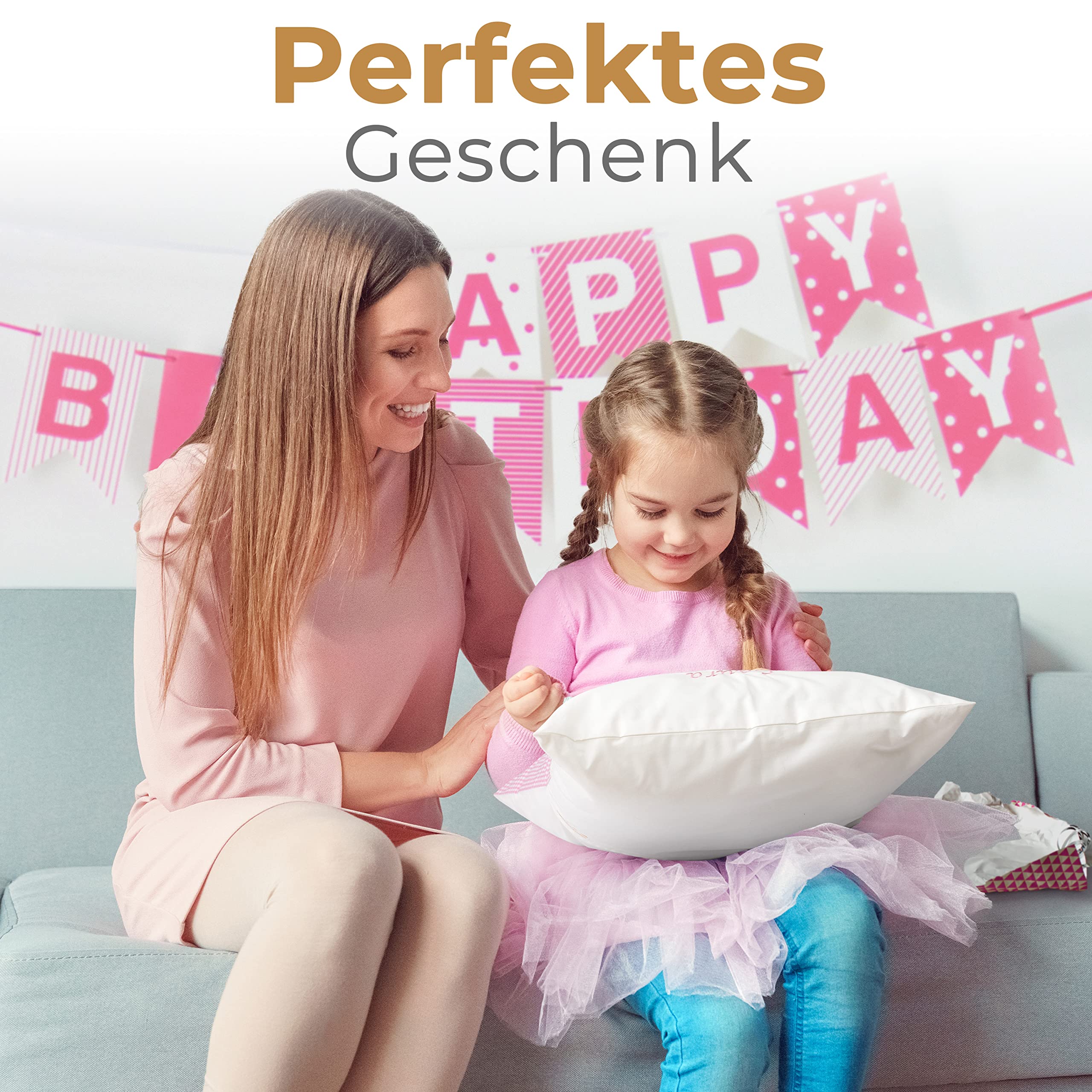 FADENZAUBER Babykissen personalisierbar mit Namen 50x50 cm für Jungs/Mädels