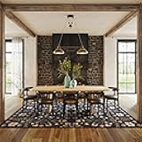 Folklore Floral & Paisley 5' x 8' Wool Area Rug for Living Room Bedroom Dining Room, Black