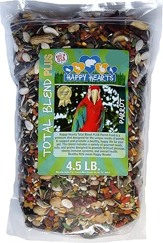 Miniatura 6 de Happy Hearts Total Blend Plus - Alimento para loros con maní, girasol, cártamo y más (25 libras)