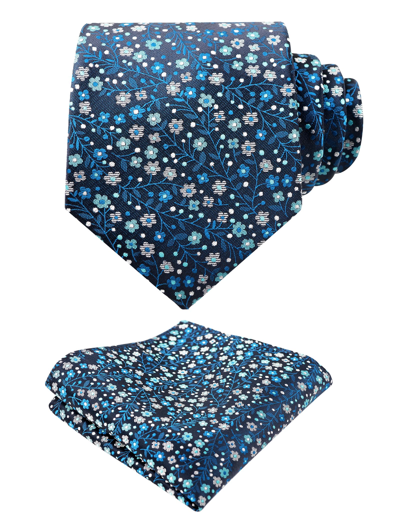 Alizeal Mens 3.15'' Floral Tie with Pocket Square