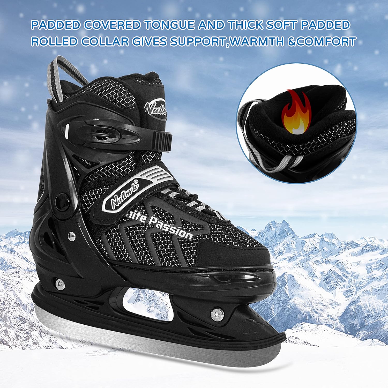 MammyGol Adjustable Ice Skating Shoes for Kids, Boys and Girls, Gray Ice Skates Size Small Hockey Lace-Up Skate for Beginner : Sports & Outdoors