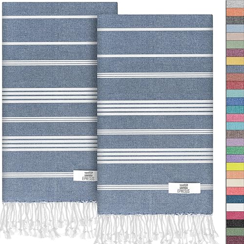 Miniatura 55 de Toallas de mano – Juego de 2 18" x 30" – Toalla de mano turca decorativa para baño, cocina, invitados, cara, cabello, té, paño de cocina