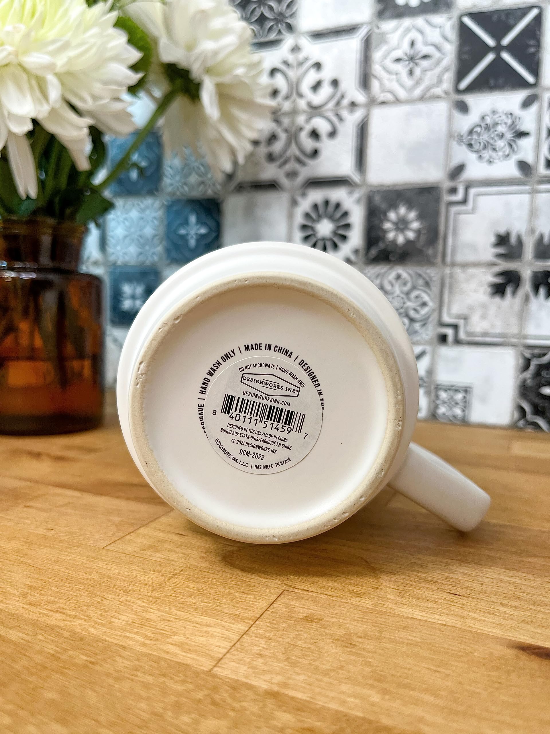 DesignWorks Ink Taza vintage Sass de 355 ml con diseño de hoja