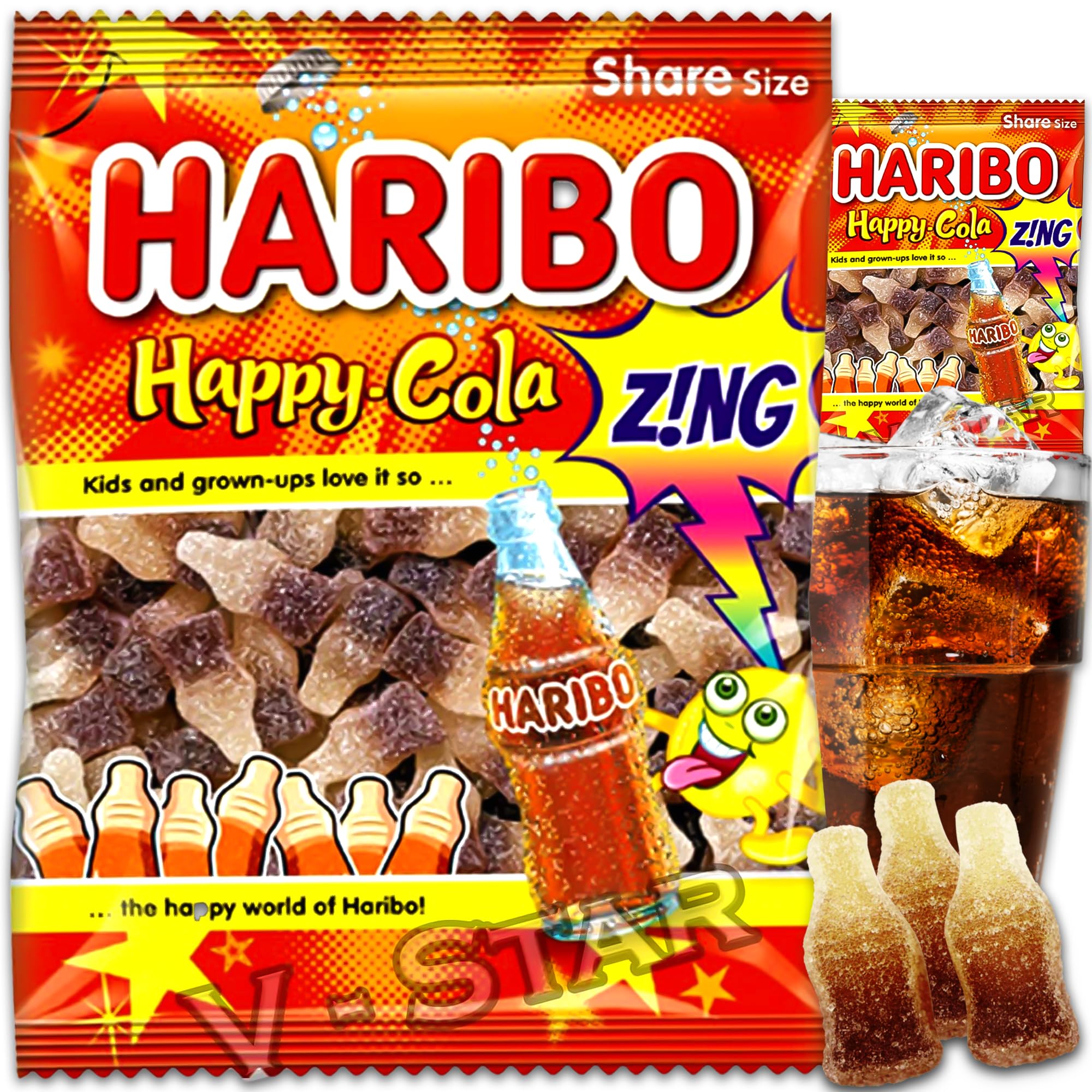 2 x Bags HARIBO Sweets Packs - Fresh Stock (Happy COLA ZING 140g)