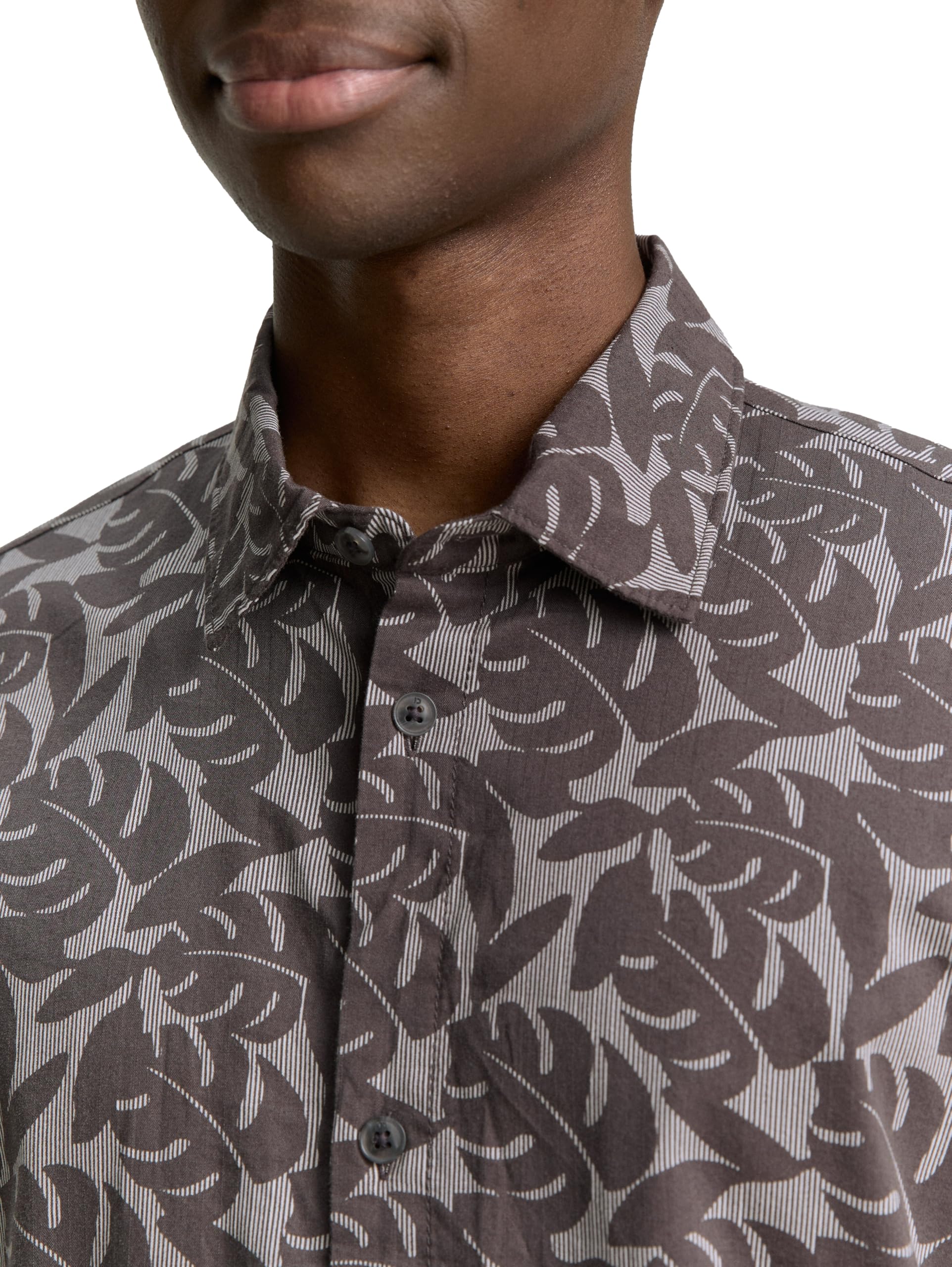 Tom Tailor Denim Herren Relaxed Fit Kurzarmhemd mit Muster
