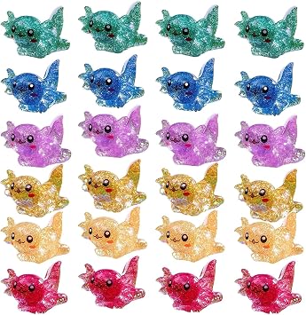 24 PCS Mini Resin Axolotl Toy with Glitter Finish, Resin Animals