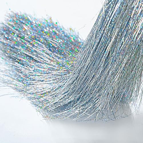 10000 hebras de carámbanos de oropel de Navidad, carámbanos de oropel iridiscentes plateados, carámbanos de flecos, árbol de Navidad, decoración de
