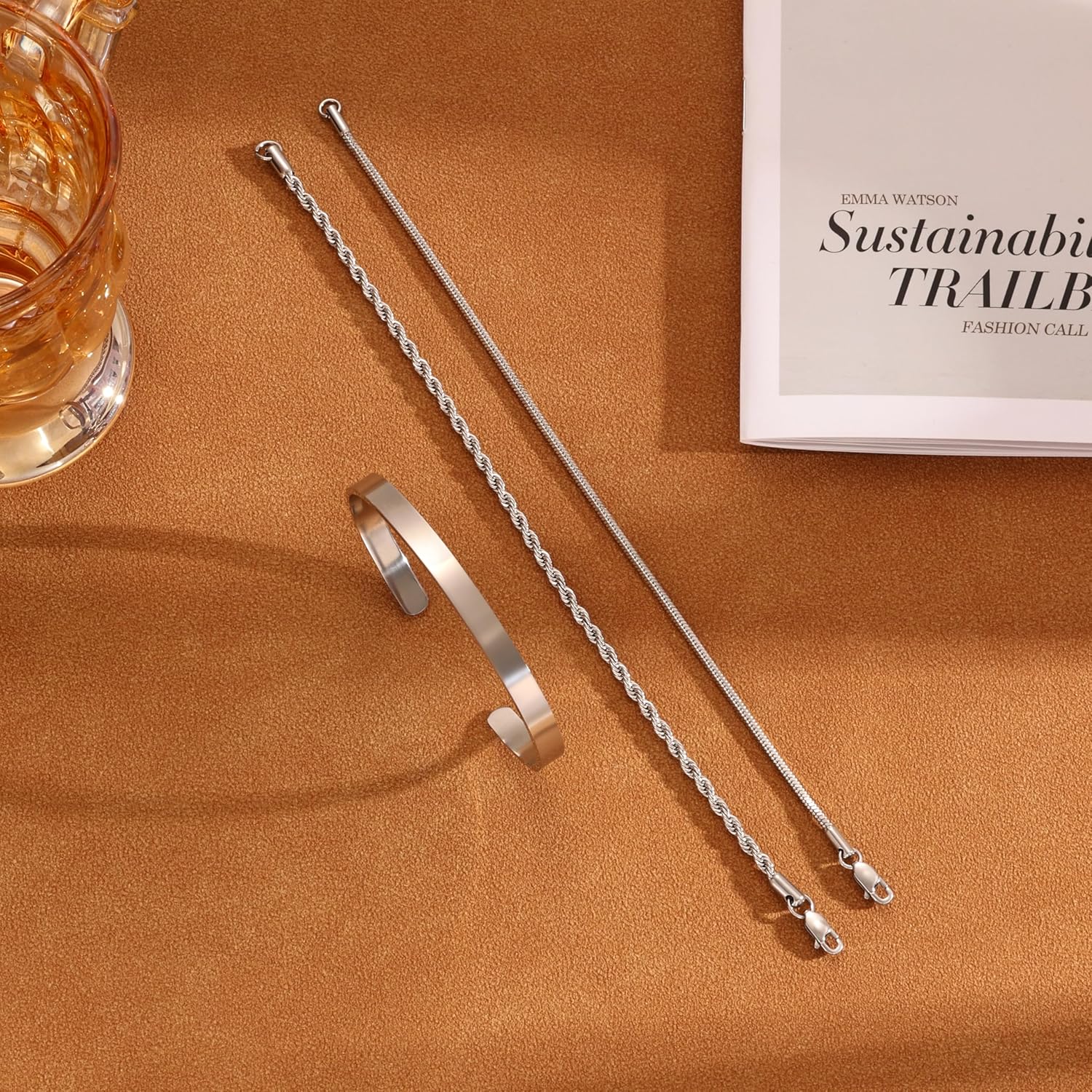 Mens Bracelet, Dainty Silver Plated Bracelets for Men Non Tanish Fashion Mens Jewelry Simple Cuban Snake Rope Link Bangle Chain Bracelet Mens Accessories 6.5/7/7.5/8/8.5/9 In - Image 7