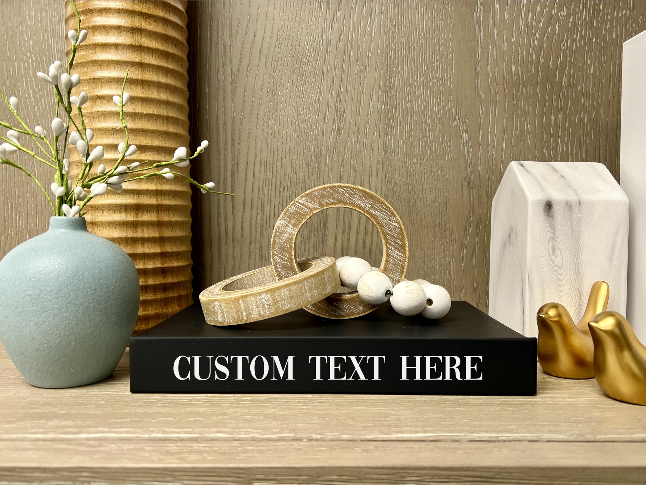 CovogoodsPersonalized Black CovoBook | Choose Custom Text Title Name Lettering Font | Real Hardcover, Blank Inside | Home or Office Decor Wedding Guestbook Shelf Accessory Sketch Art Notebook Journal