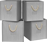 Vista 14 de Simple Houseware - Cesta de almacenamiento de cubo de 13 pulgadas con asas trenzadas, paquete de 3, gris oscuro