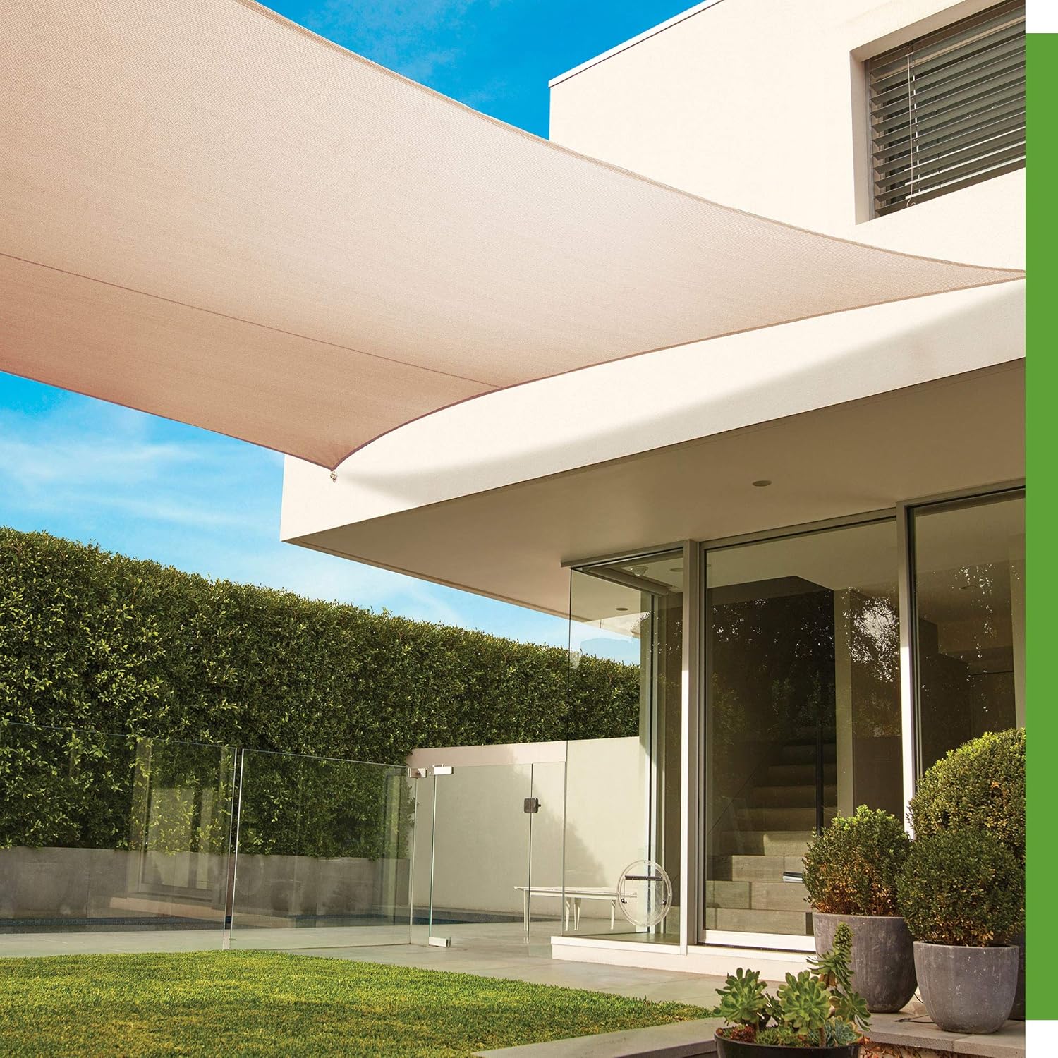 Coolaroo 458249 Premium Shade Sail Kit, (16'5"x9'11" Rectangle), Beech Patio