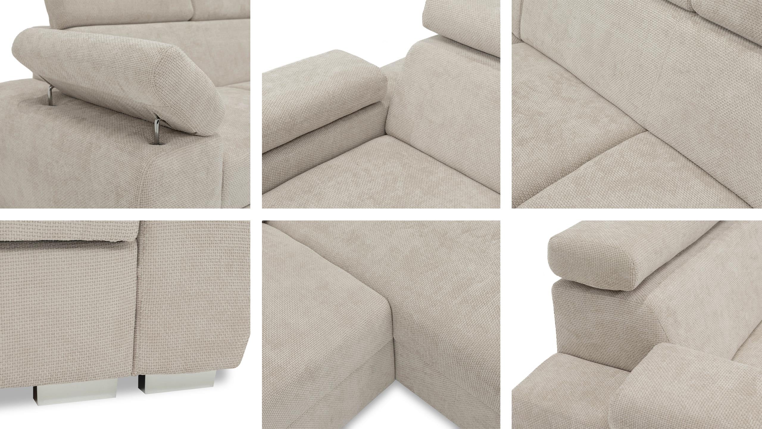 Mirjan24 Ecksofa Boston Mini, Eckcouch mit Schlaffunktion und Bettkasten, Polsterecke mit Einstellbare Kopfstützen, L-Sofa, Polstergarnitur, Wohnlandschaft (Aragon 93, Seite: Links, LC+2r)