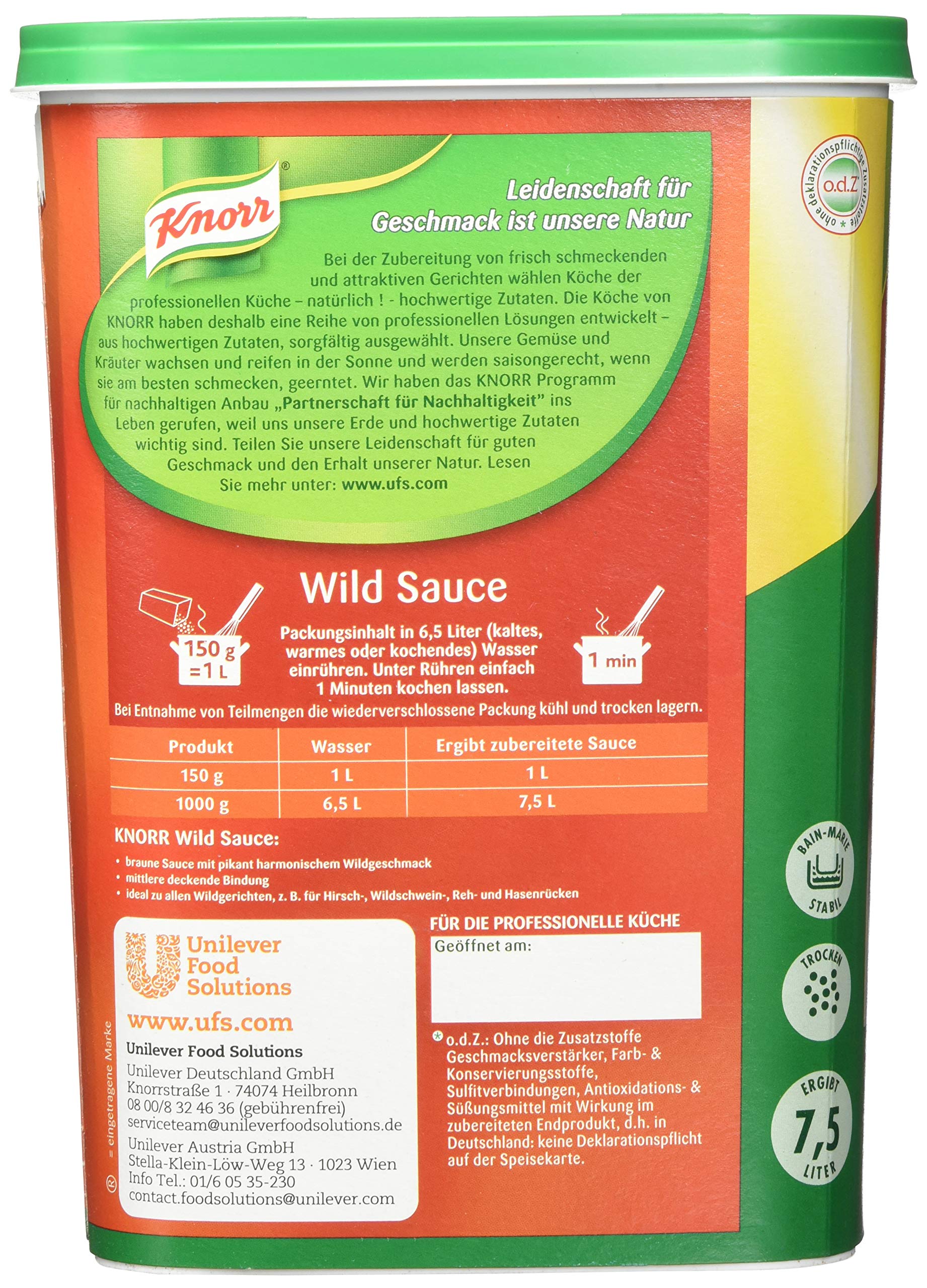 Knorr Wildsauce - braune Sauce mit pikantem Wildgeschmack, 1 kg