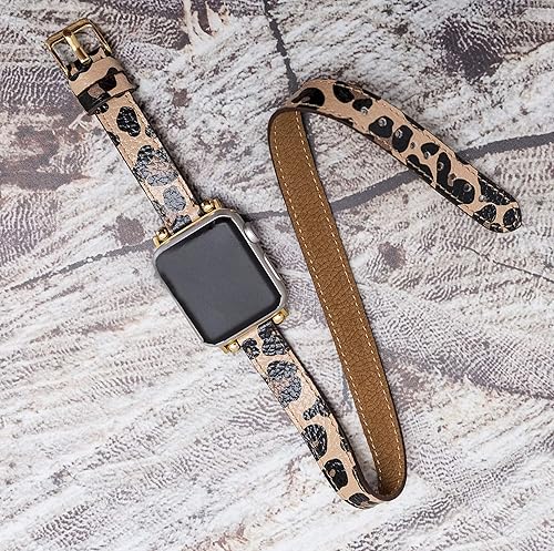Miniatura 8 de Leaopard iWatch Series Ultra, 9, 8, 7...1 Compatible with Apple Watch Band Double Wrap Leather Strap for women 38mm 40mm 41mm 42mm 44mm, 45mm, 49mm,