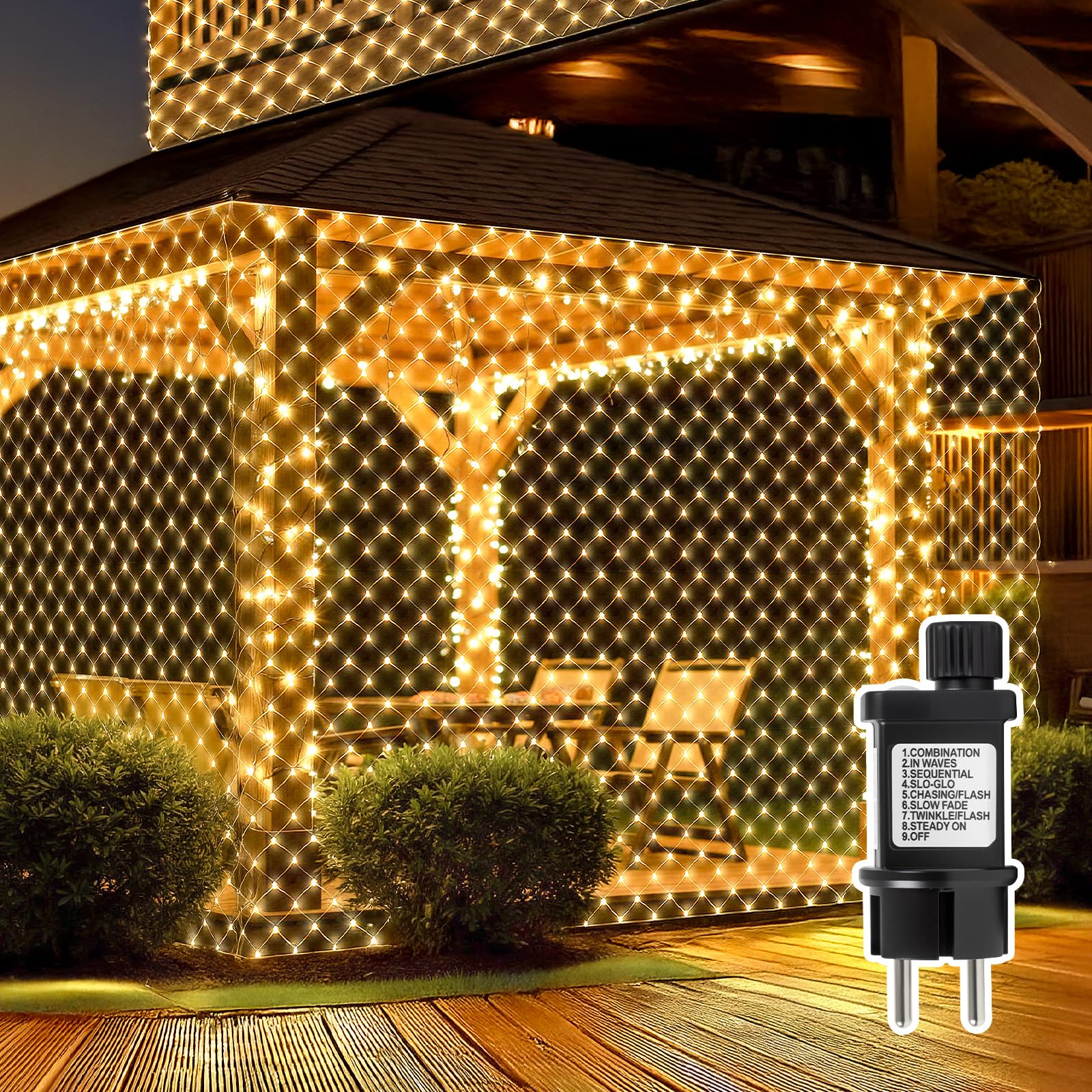 Focxoio Net Lights Outdoor Indoor, 208 LED 3m x 2m Mesh Fairy Lights Plug in