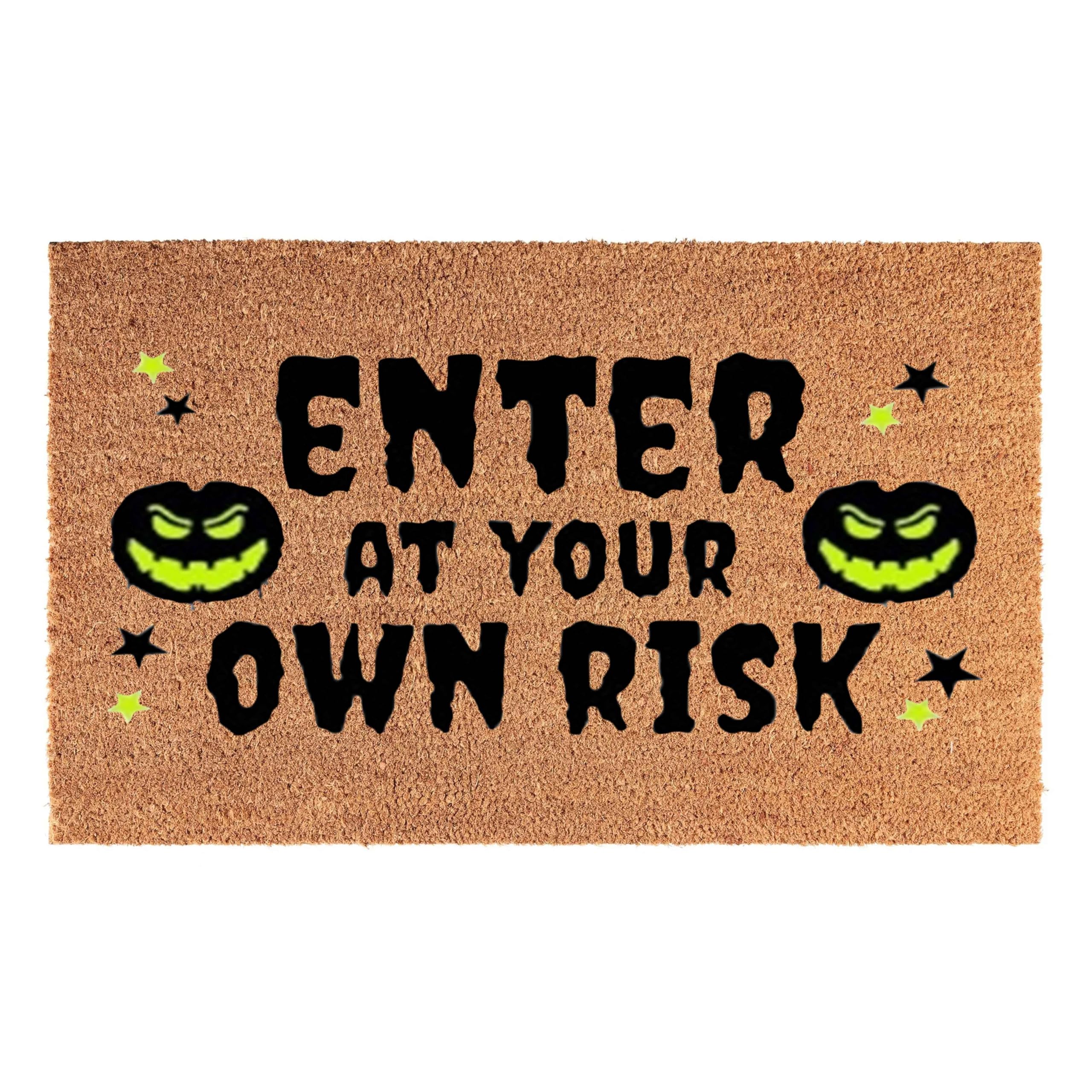 B2C Door Mat Doormats Non Slip Natural Coir Welcome Indoor Outdoor Home Garden Mats 40+ Designs 60cm x 40cm (Enter At Your Own Risk)