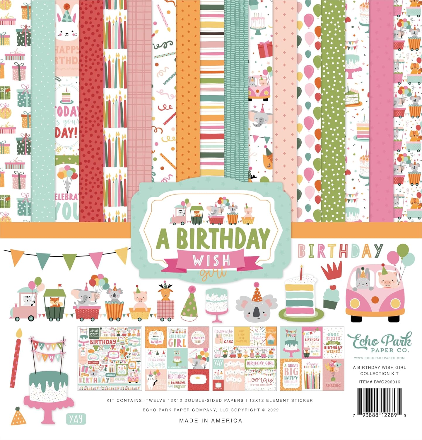Echo Park Collection Kit 12"X12" - A Birthday Wish Girl
