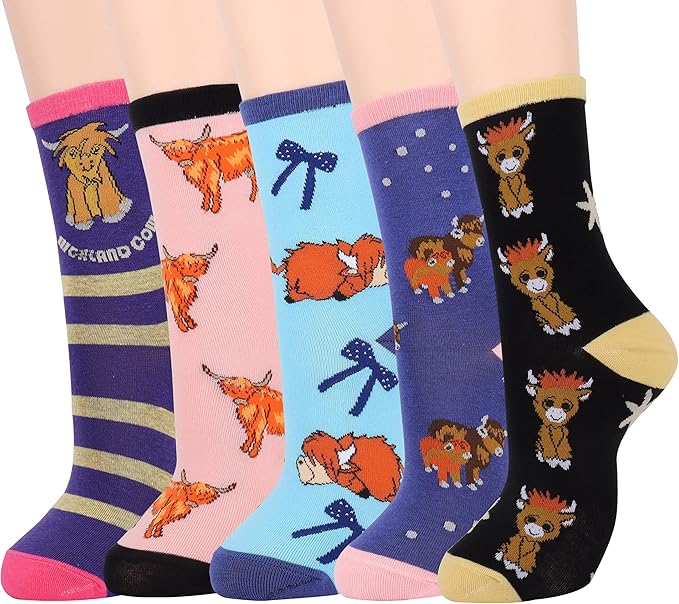 Jeasona Highland Cow Gifts for Women Socks Cotton Cute Animals Highland