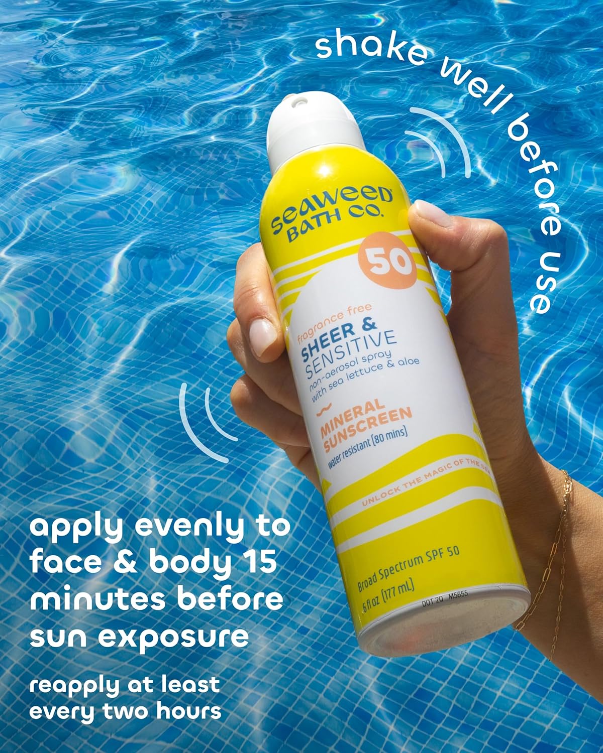 Seaweed Bath Co. Sheer Mineral Sensitive SPF 50 Broad Spectrum Sunscreen Spray - Fragrance Free, Non-Nano, Skin-Friendly Formula - 6 oz - Image 5