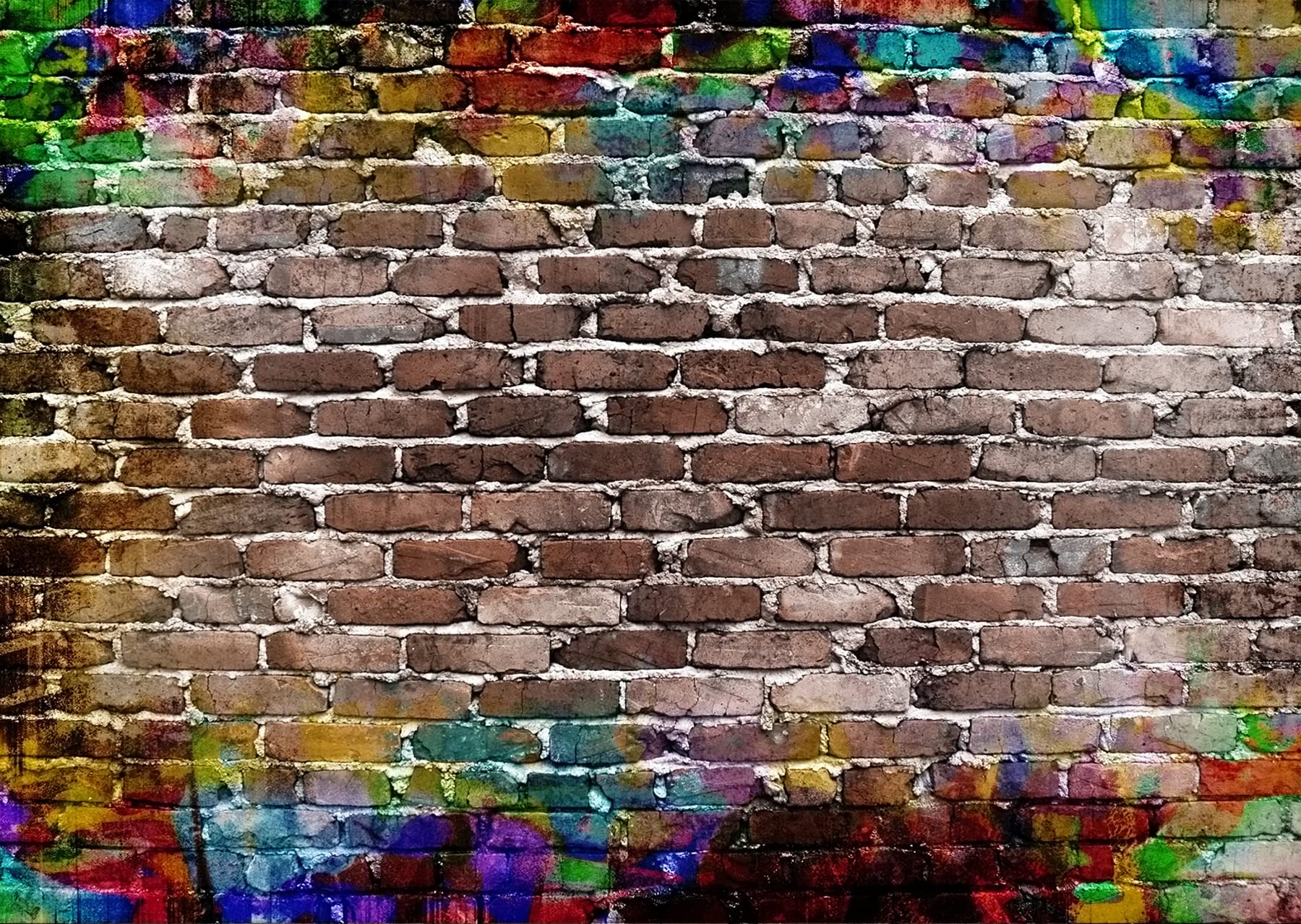 LTLYH Vinyl 7x5ft Colorful Graffiti Brick Wall Backdrop, Ideal for Photo Studio, Birthday Party, Wedding