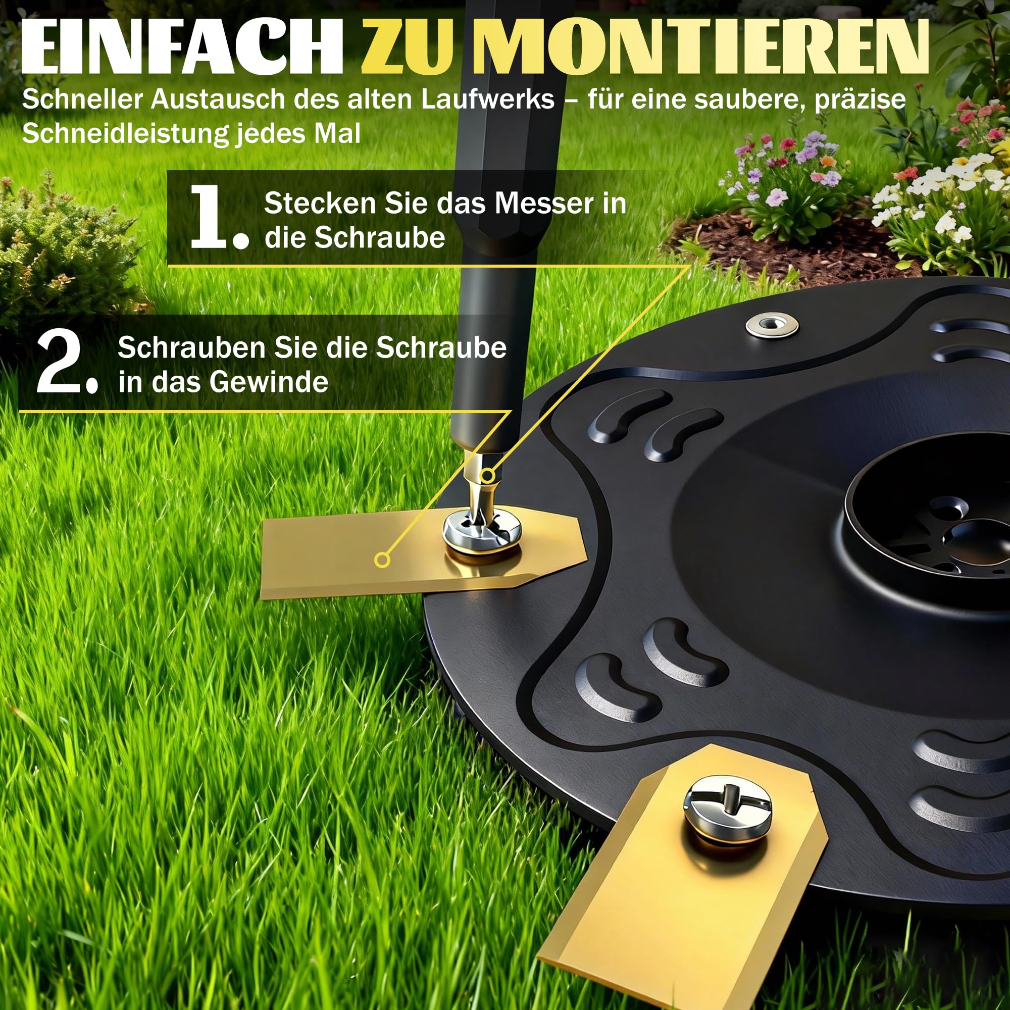 Disco da taglio, piatto per coltelli, compatibile con Husqvarna Automower 305, 310, 315x, 405, 410, 415x, 435x, 535 AWD, piatto per coltelli di ricambio con 10 lame, disco tagliaerba, robot tagliaerba