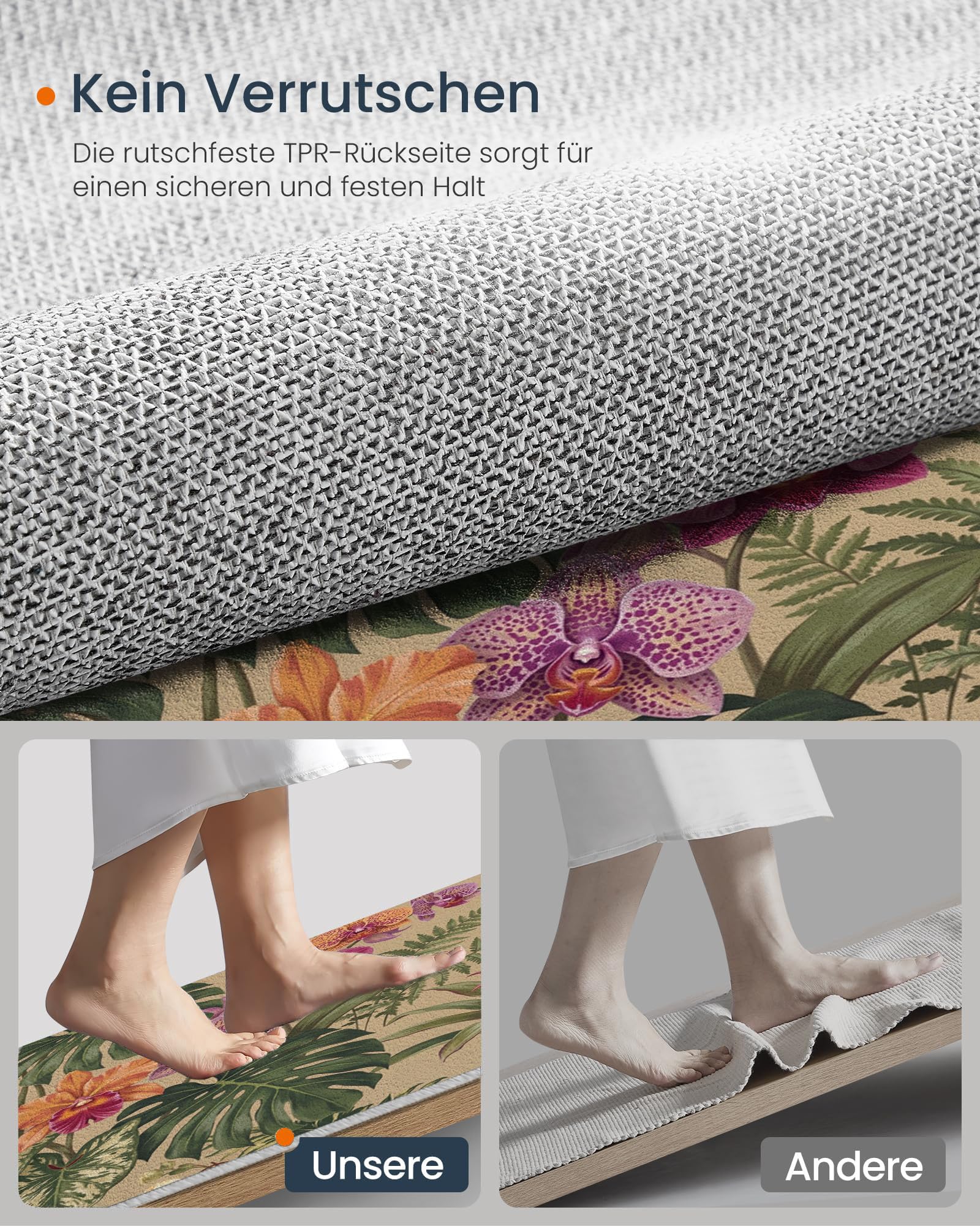 Orange Violet Plantes Fleurs Tropicalespaillasson Durable Et Antidérapant Retient L’Eau Et Les Saletés Facile À Nettoyerpaillasson Interieur80X120 Cm Tapis D'Entrée Antidérapant