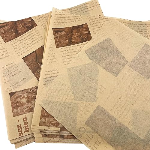 Miniatura 2 de 100 hojas de papel de cera, forro de cesta de alimentos, papel de periódicos, papel cuadrado a prueba de grasa para hamburguesa, sándwich, galletas,
