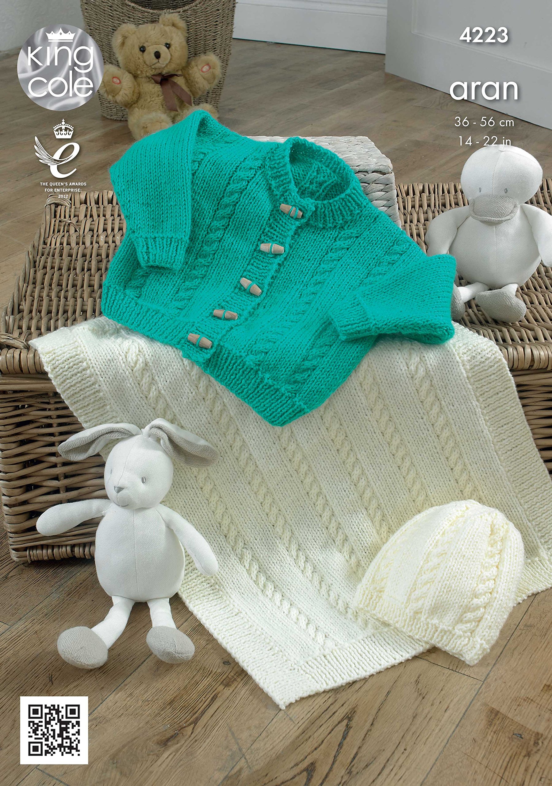 King Cole 4223 Knitting Pattern Leaflet Baby Cardigan, Hat and Blanket to Knit in Comfort Aran