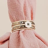Vista 3 de Melanie Golden Jewelry Initial Stacking Rings Set Of 5 In Gold, Silver, Or Rose Gold Personalized Custom Letter Monogram Stackable Family Ring