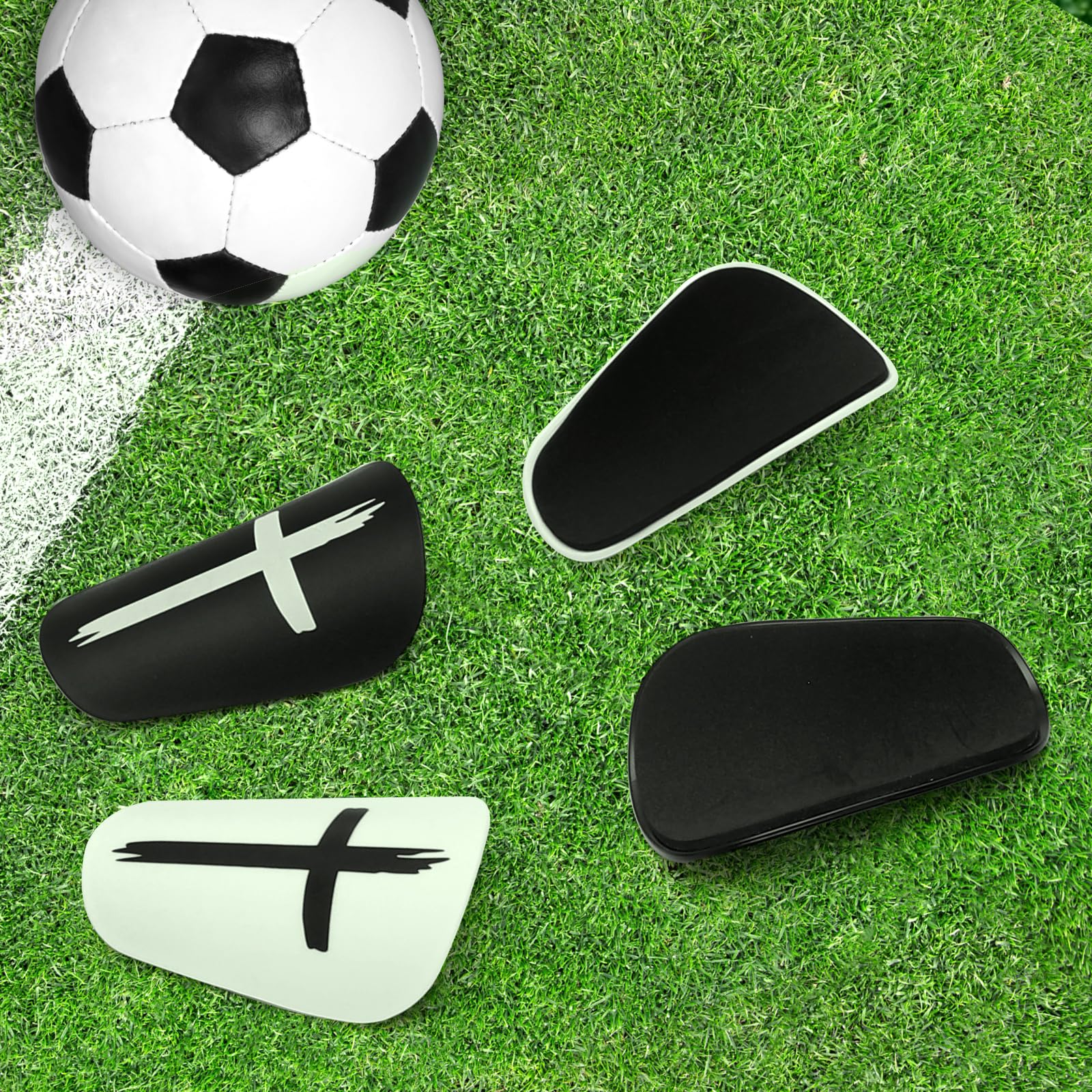 Mini ochraniacze piszczeli, piłka nożna, dla dzieci, lekkie ochraniacze piszczeli EVA, małe, 10 x 6 cm, z twardą skorupą PU i opaskami przeciwpotowymi gratis, ergonomiczna ochrona dla chłopców i