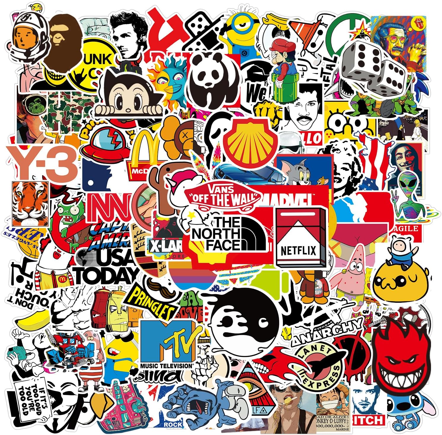 Cool Stickers Pack Random Sticker 106pcs for Laptop Computer Skateboard Helmet Teens Bomb Stickers