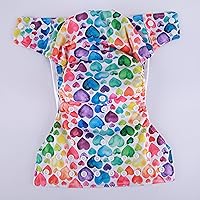 Vista 4 de AIll in One Night AIO Pañal de tela cosido en inserto reutilizable lavable para niñas (follaje de colibríes)