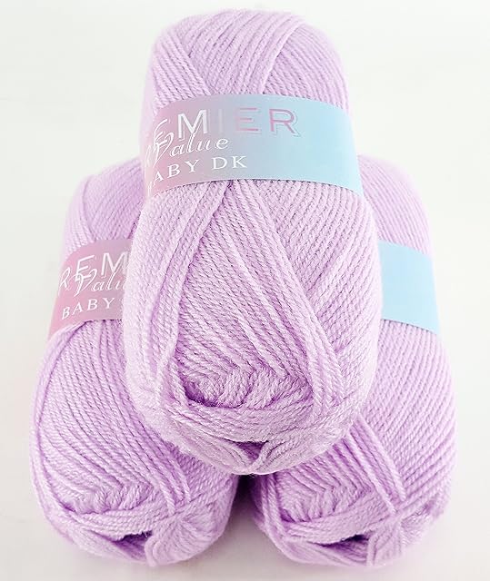 Love2Sleep PREMIER VALUE BABY DOUBLE KNIT YARN WOOL ACRYLIC 3 PACK (3 X 100G) - LILAC
