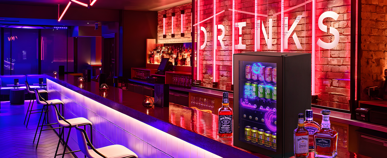 Amazon | HCK ゲーミング冷蔵庫 98L ドリンク用 LEDネオン 透明ガラス