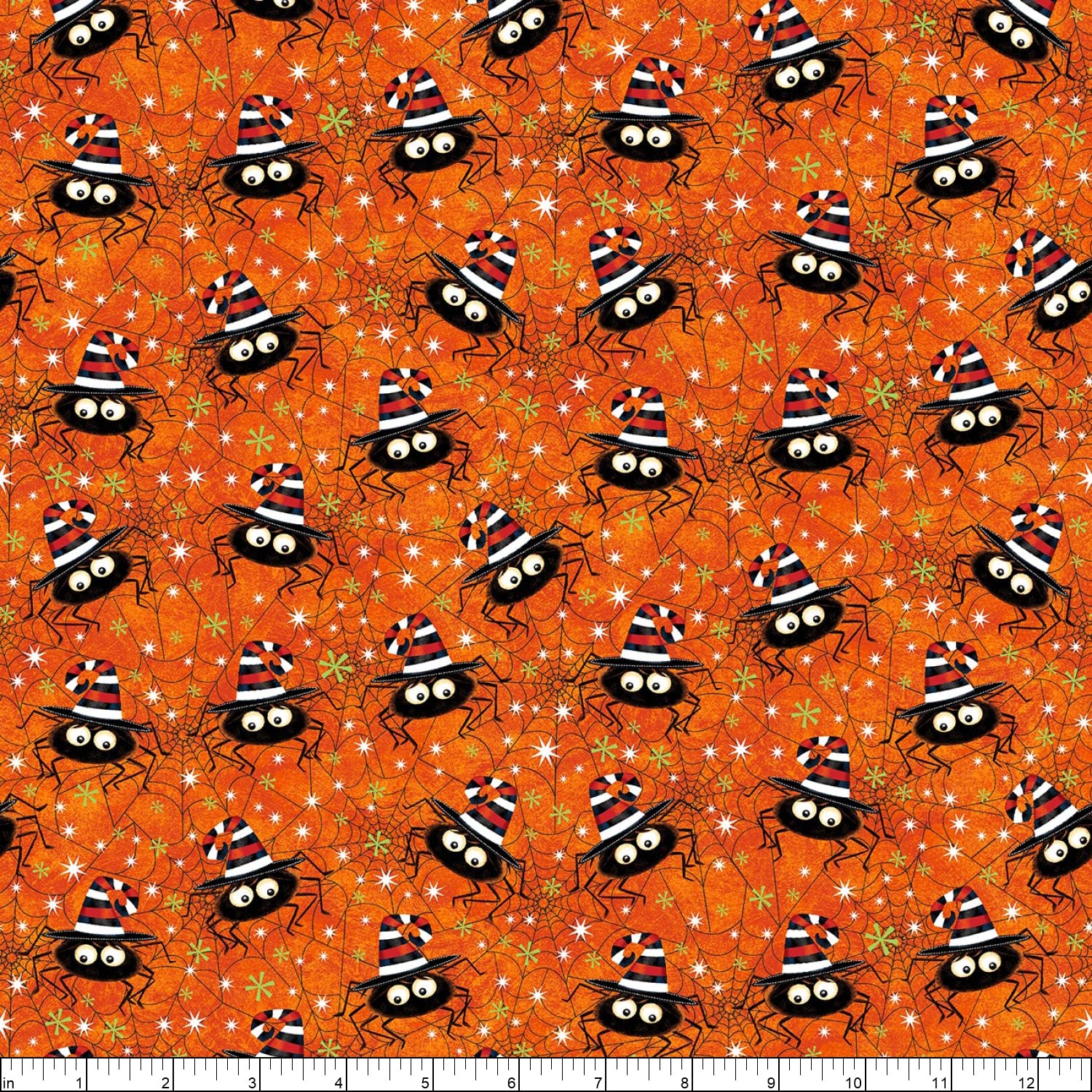 Studio E FabricsHello Glow Spiders Glow in The Dark Orange, Fabric by The Yard