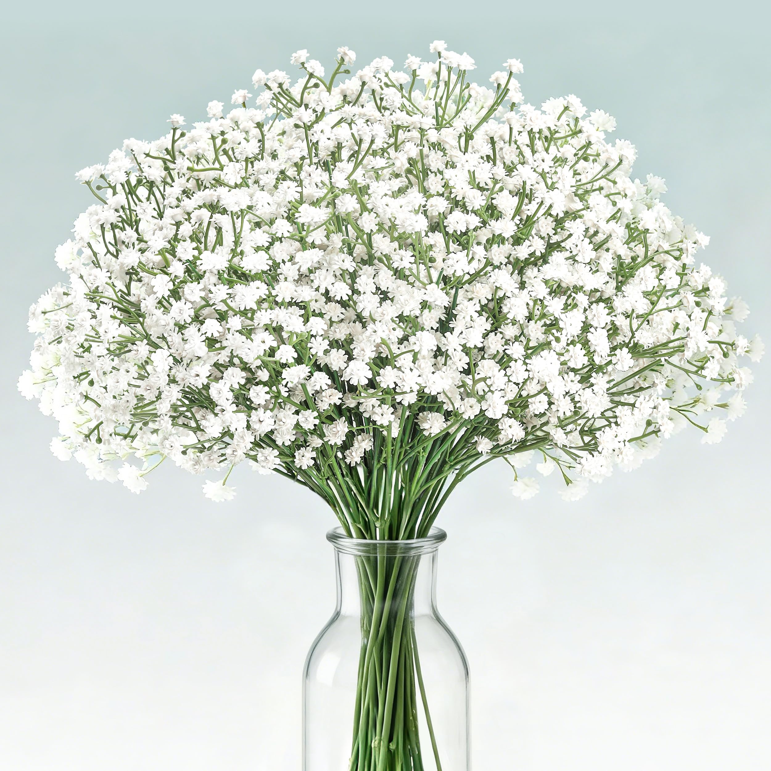 Der Rose 18Pcs Babys Breath Artificial Flowers Faux Gypsophila Stems, Real Touch Silk Fake White Babys Breath Flowers Artificial Bulk for DIY Wedding Table Centerpieces Home Party  image 8