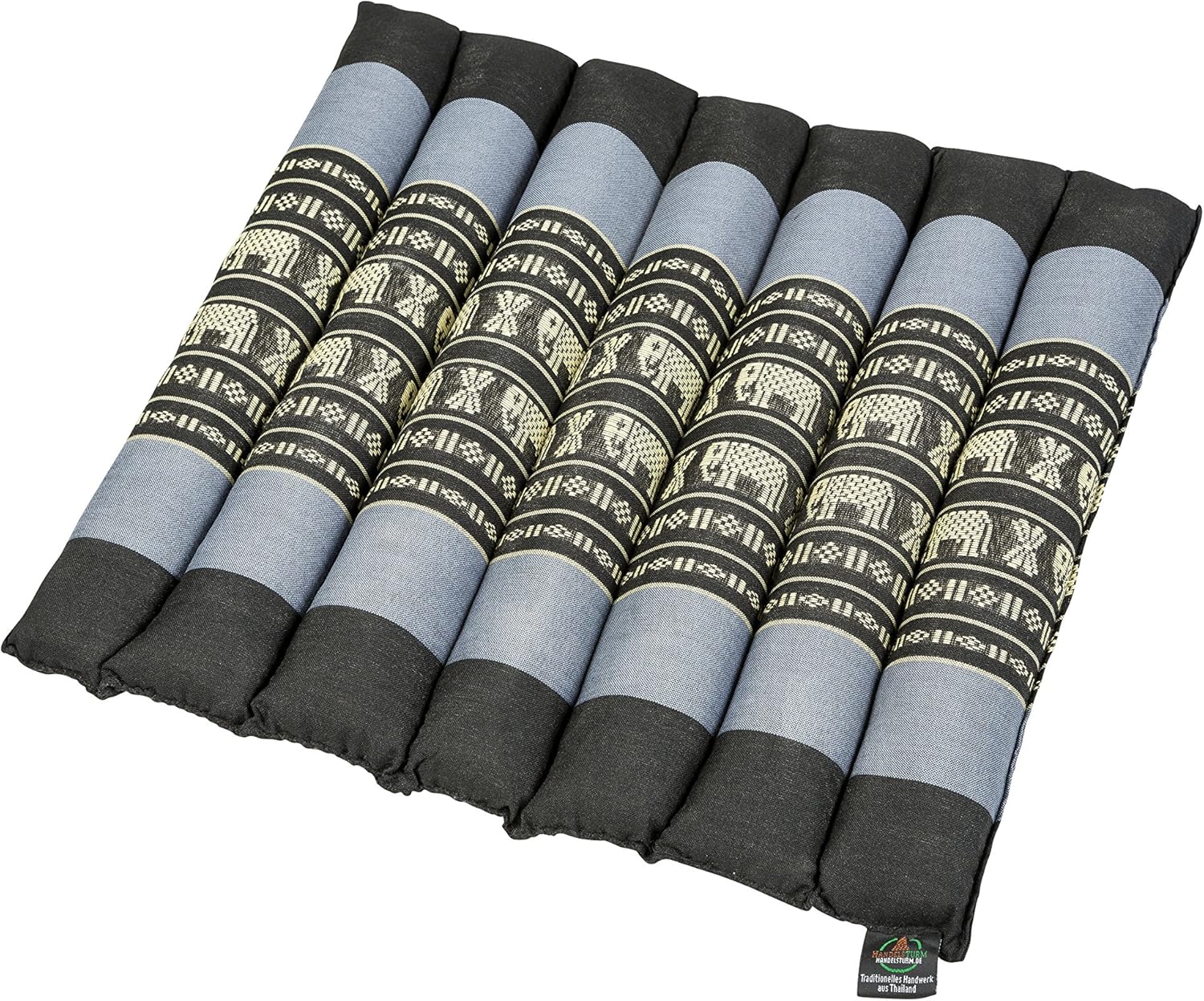Handelsturm Rollable seat Cushion 38x40 cm, Blue Elefants, Traditional